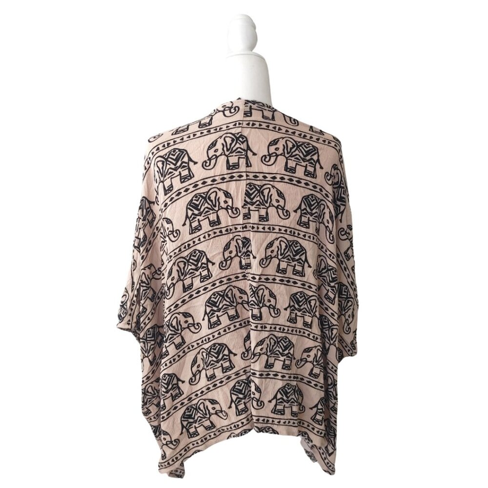 FOREVER21 Elephant Print Kimono Boho Shawl Wrap - Size Small - Picture 3 of 3